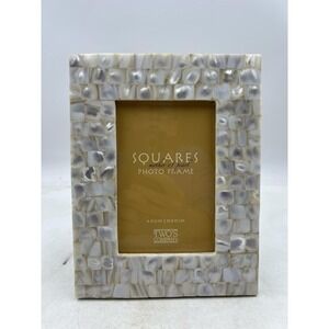 Two's Company Squares Mother of Pearl 4x6 Photo Frame Stand Tabletop